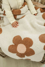 Harp Angel Boutique Plush Blanket Caramel with Daisy Design for Infants and Toddlers - 