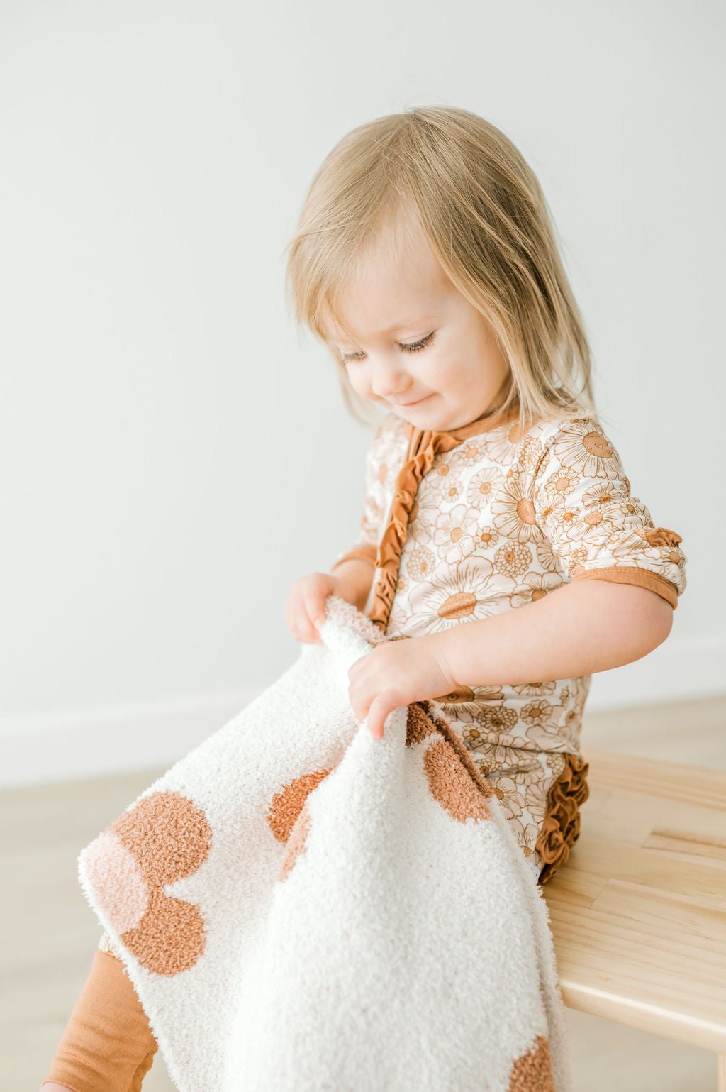 Plush Mini Blanket - Caramel Daisy by Harp Angel Boutique
