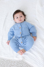 Pointelle Knit Romper in Powder Blue by Bestaroo