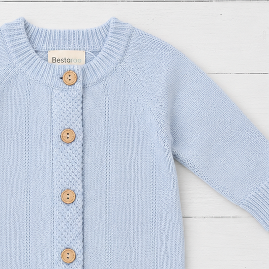 Pointelle Knit Romper in Powder Blue by Bestaroo