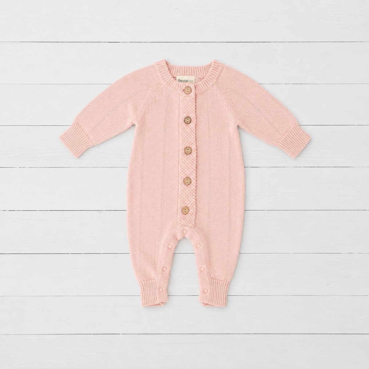 Pointelle Knit Romper in Tea Rose by Bestaroo