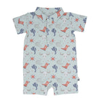 Sweet Bamboo Bulls Boots Lasso Western Polo Romper with Short Sleeves for Boys - Apparel & Accessories > Clothing > Baby & Toddler Clothing > Baby One-Pieces Rompers