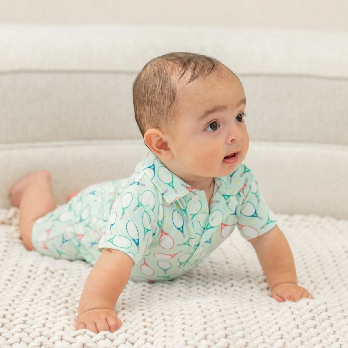 Sweet Bamboo Polo Romper for Boys with Short Sleeves and Comfortable Fit for Infants - 