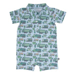 Sweet Bamboo Garbage Trucks Recycle Polo Romper with Short Sleeves for Boys - Apparel & Accessories > Clothing > Baby & Toddler Clothing > Baby One-Pieces Rompers