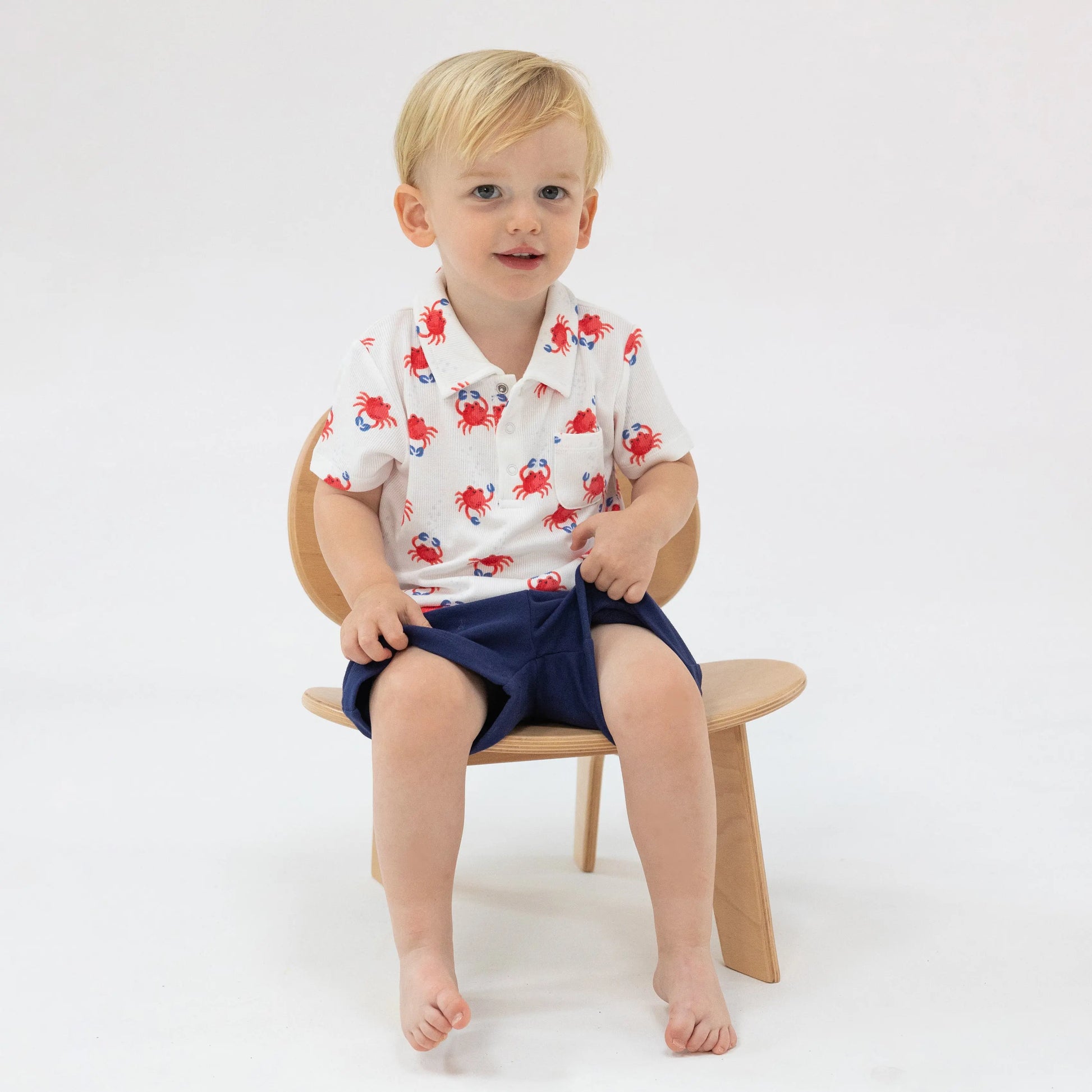 Polo Shirt and French Terry Shorts Set Crabby Cuties for Kids.