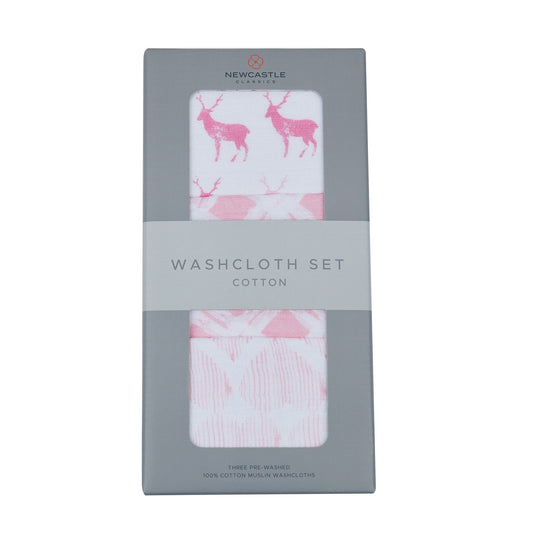Pop Of Pink Cotton Washcloth Set 3 Pack Plush Bath Time Essential Newcastle Classics