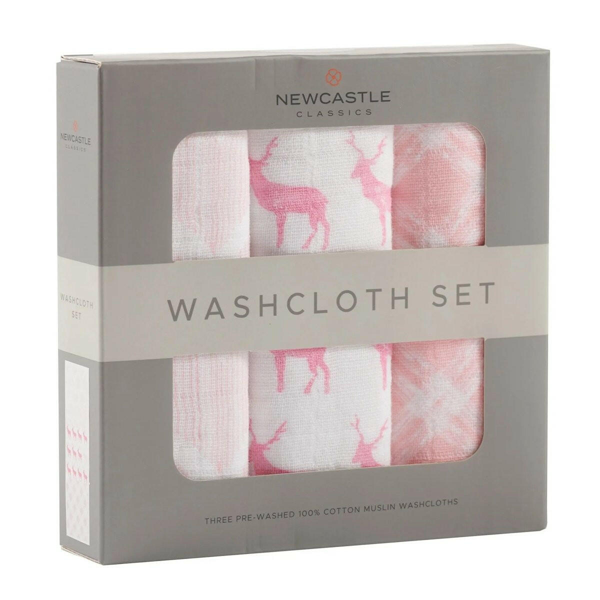 Newcastle Classics Pop Of Pink Wash Cloth Set with 100 Percent Plush Cotton for Bath Time Essentials - 