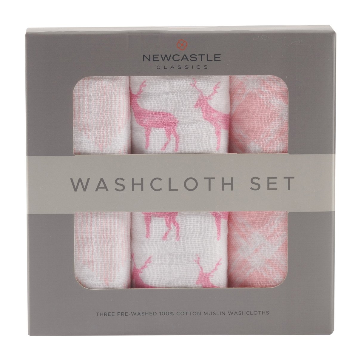Newcastle Classics Pop Of Pink Wash Cloth Set with 100 Percent Plush Cotton for Bath Time Essentials - 