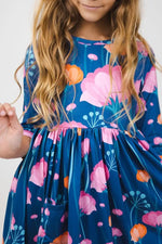 Mila & Rose ® Poppies 3/4 Sleeve Pocket Twirl Dress - 