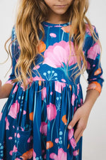 Mila & Rose ® Poppies 3/4 Sleeve Pocket Twirl Dress - 