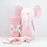Goosewaddle® | Newborn Baby Blankets Toys Teethers Bibs & More Poppy Elephant Pink Plush Toy with Super Soft Fabric