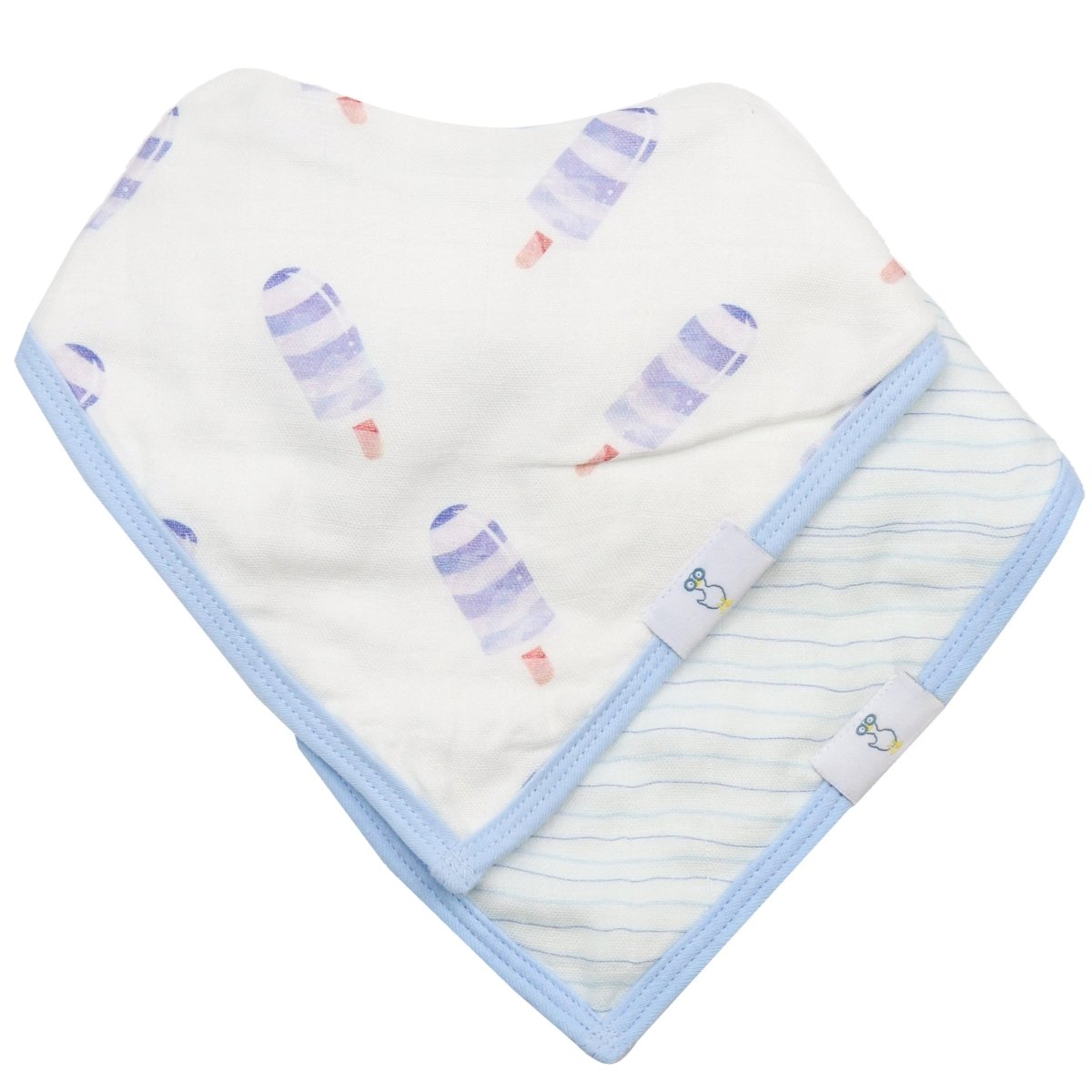 Goosewaddle® | Newborn Baby Blankets Toys Teethers Bibs & More Popsicle And Stripes Blue Bib Set with Ultra Soft Fabric