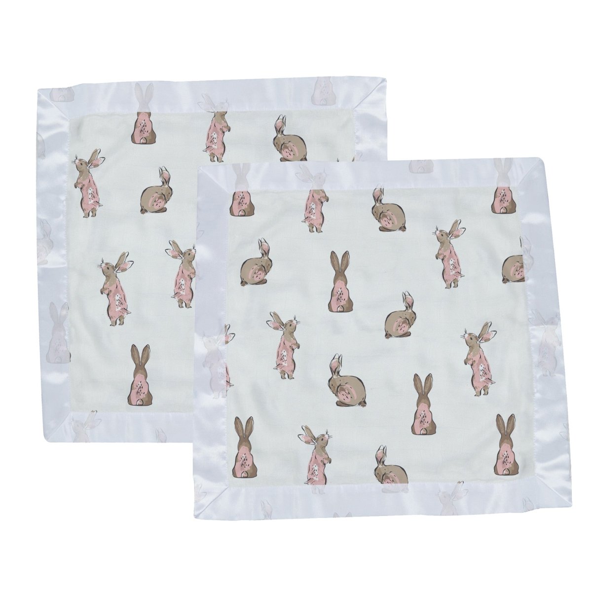 Newcastle Classics Powder Pink Bunnies Bamboo Blankie Set for Infants and Toddlers - 
