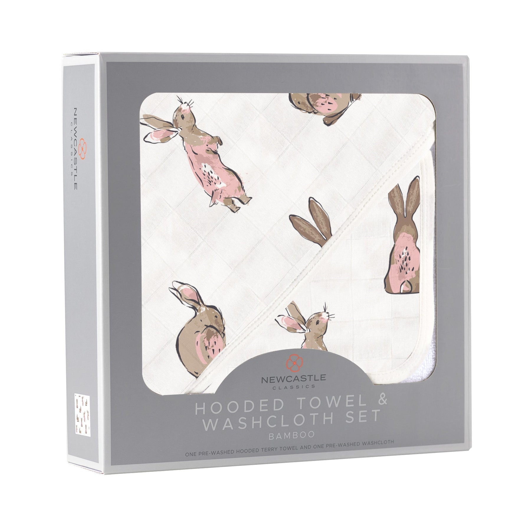 Newcastle Classics Powder Pink Bunnies Hooded Towel Set with Natural Bamboo for Baby Girls - Baby & Toddler > Baby Bathing Baby Bathing