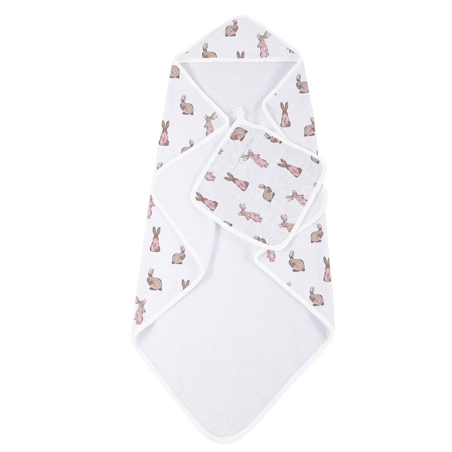 Newcastle Classics Powder Pink Bunnies Hooded Towel Set with Natural Bamboo for Baby Girls - Baby & Toddler > Baby Bathing Baby Bathing