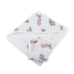 Newcastle Classics Powder Pink Bunnies Bamboo Hooded Towel and Washcloth Set - 