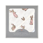 Newcastle Classics Powder Pink Bunnies Bamboo Hooded Towel and Washcloth Set - 