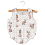Newcastle Classics Powder Pink Bunnies Bamboo Mini Bubble One Piece for Comfortable Play - 