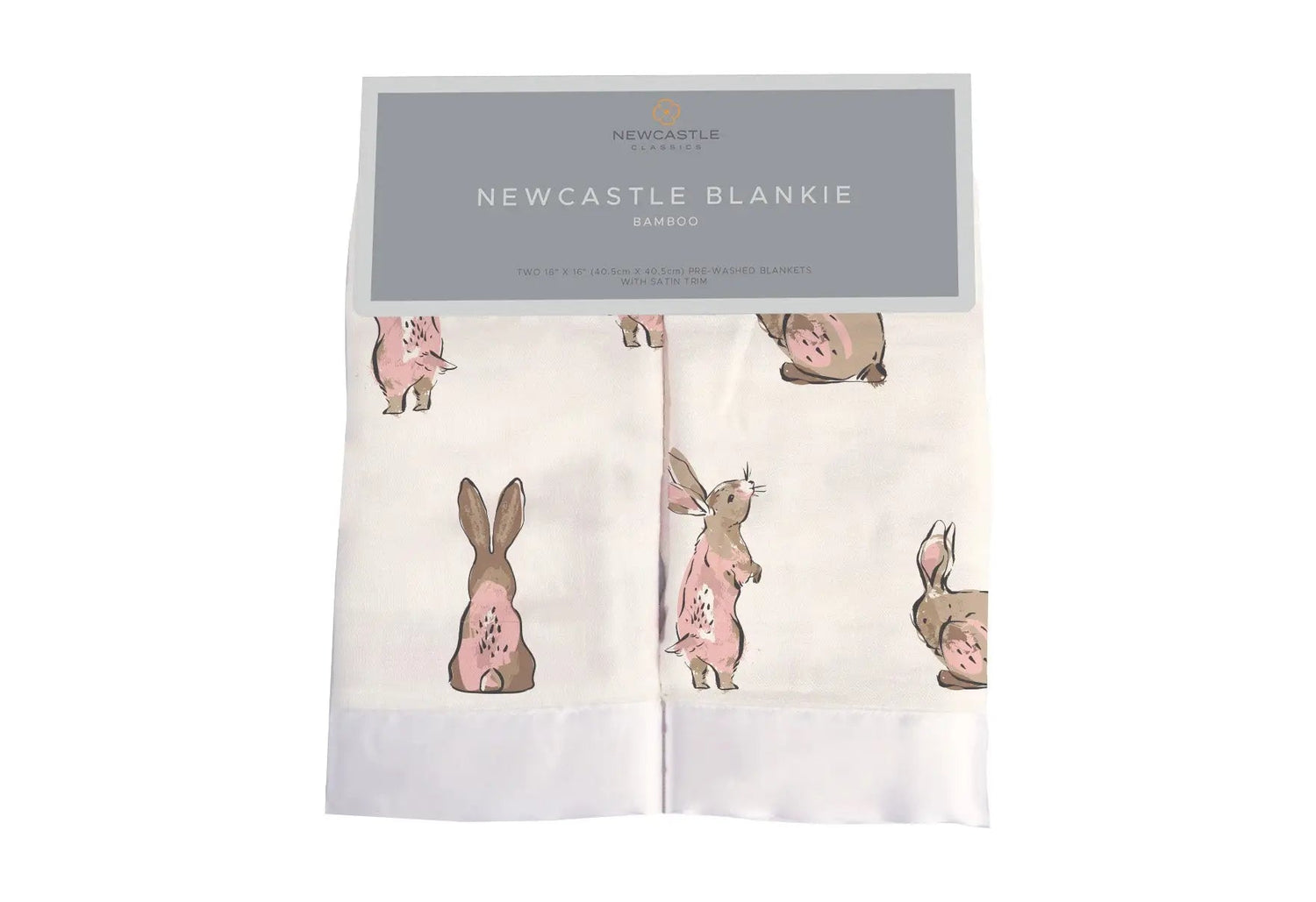 Newcastle Classics Powder Pink Bunnies Bamboo Newcastle Blankie - 