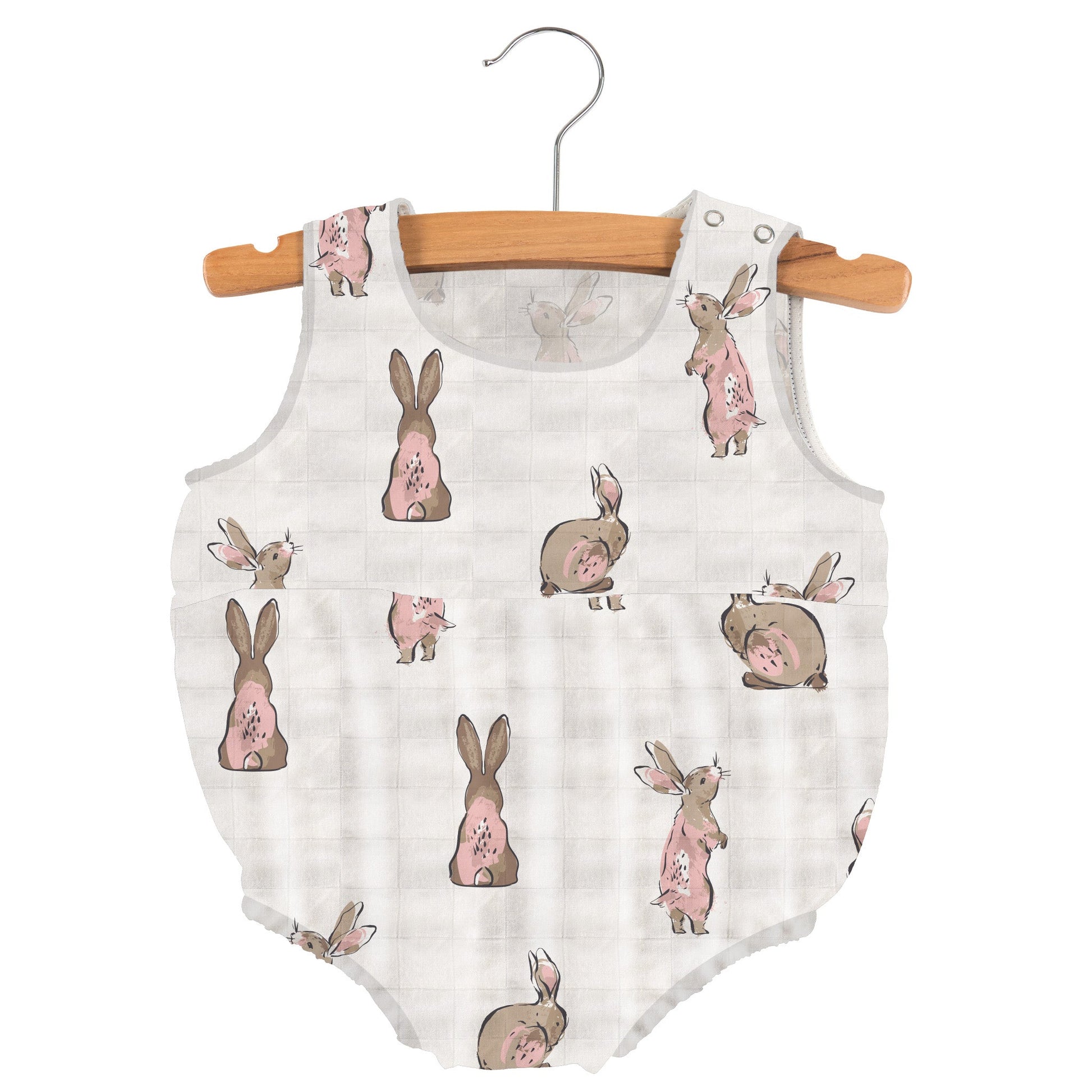 Powder Pink Bunnies Bamboo Newcastle Mini Bubble One Piece for All Day Play Newcastle Classics