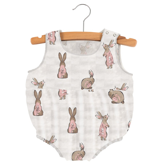 Powder Pink Bunnies Bamboo Newcastle Mini Bubble One Piece for All Day Play Newcastle Classics