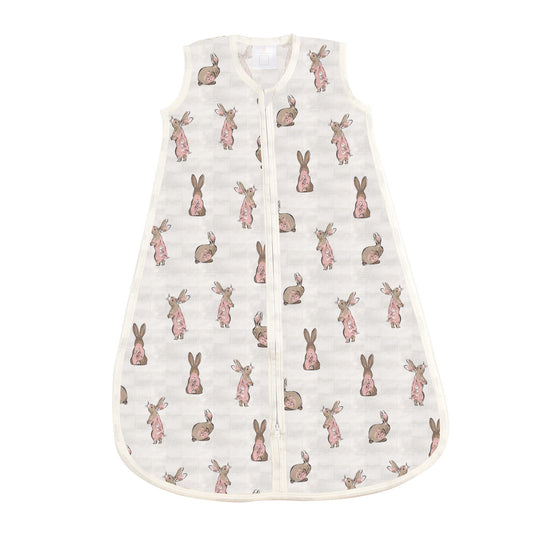Powder Pink Bunnies Bamboo Sleep Sack Lightweight Sleeveless Wearable Blanket for Babies 0-12 Months Newcastle Classics