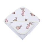 Newcastle Classics Powder Pink Bunnies Hooded Towel Set with Natural Bamboo for Baby Girls - 