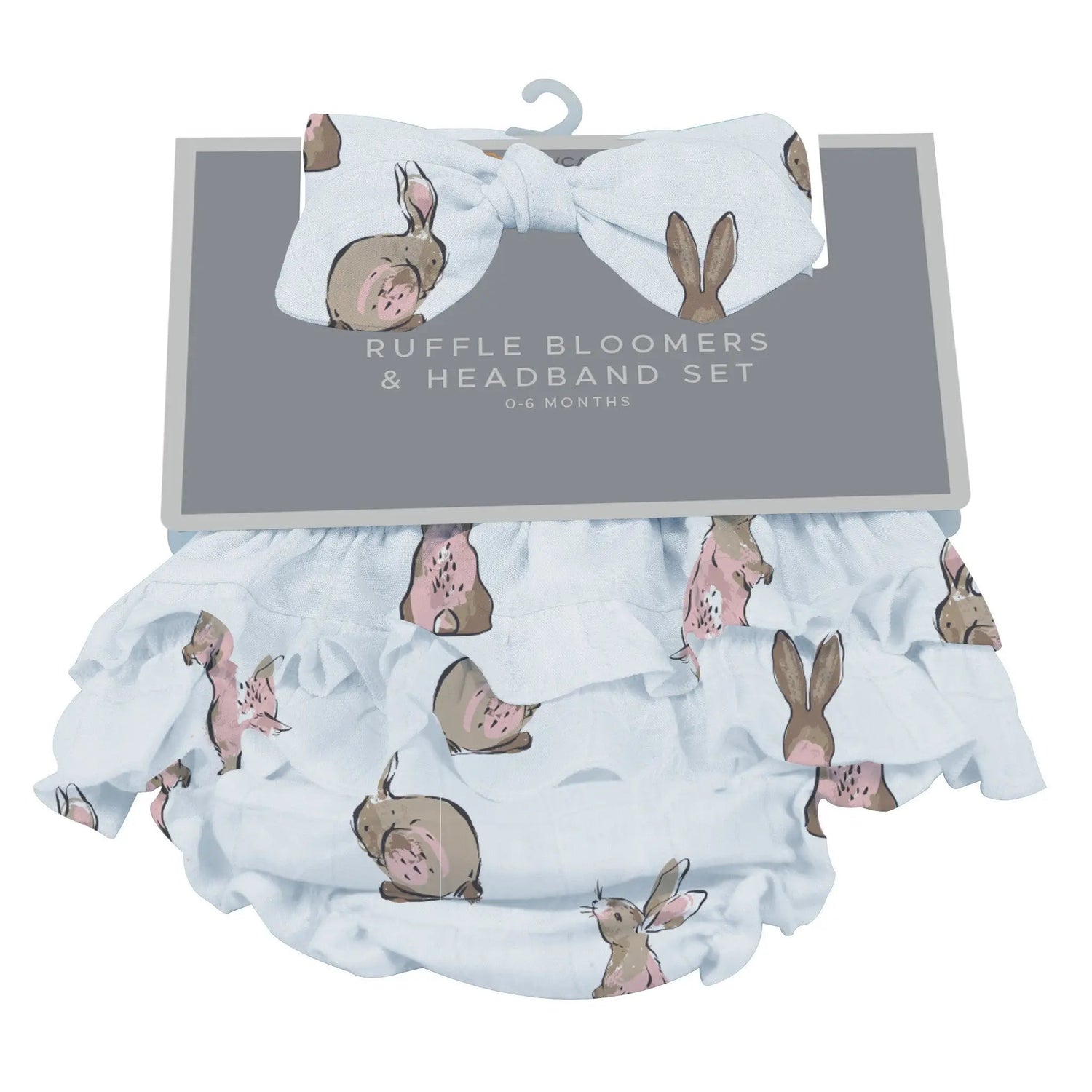 Newcastle Classics Powder Pink Bunnies Ruffle Bloomers and Headband Set - 