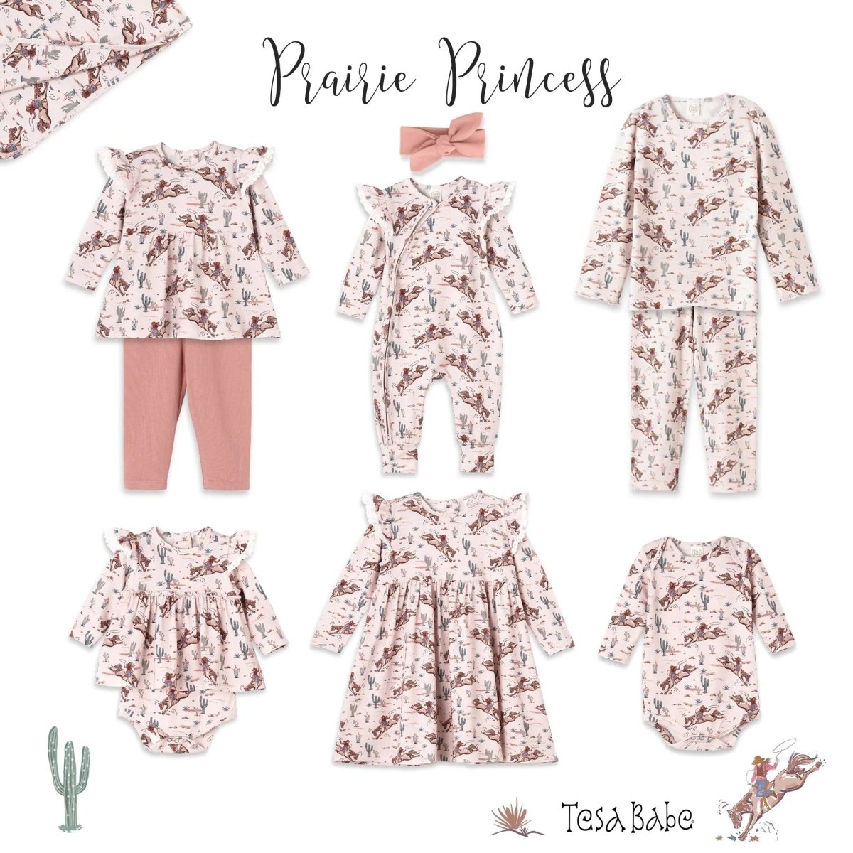 Tesa Babe Prairie Princess Western Bamboo Pajama Set For Girls - Everetts Place Boutique - 