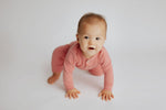Three Little Tots Precious Pink Baby Ribbed Playsuit with pockets - 