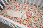 Harp Angel Boutique Premium Bamboo Crib Sheet with Dusty Pink Floral Design for Baby Girls - 