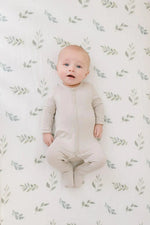 Harp Angel Boutique Premium Bamboo Crib Sheet with Soft Green Leaves for Baby's Nursery - 