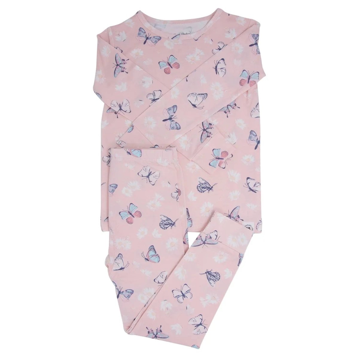 Pink Butterfly Daisy Bamboo Big Kid Pajama Set - Sleeve, White, Textile, Pink, Baby & Toddler Clothing | Everetts Place