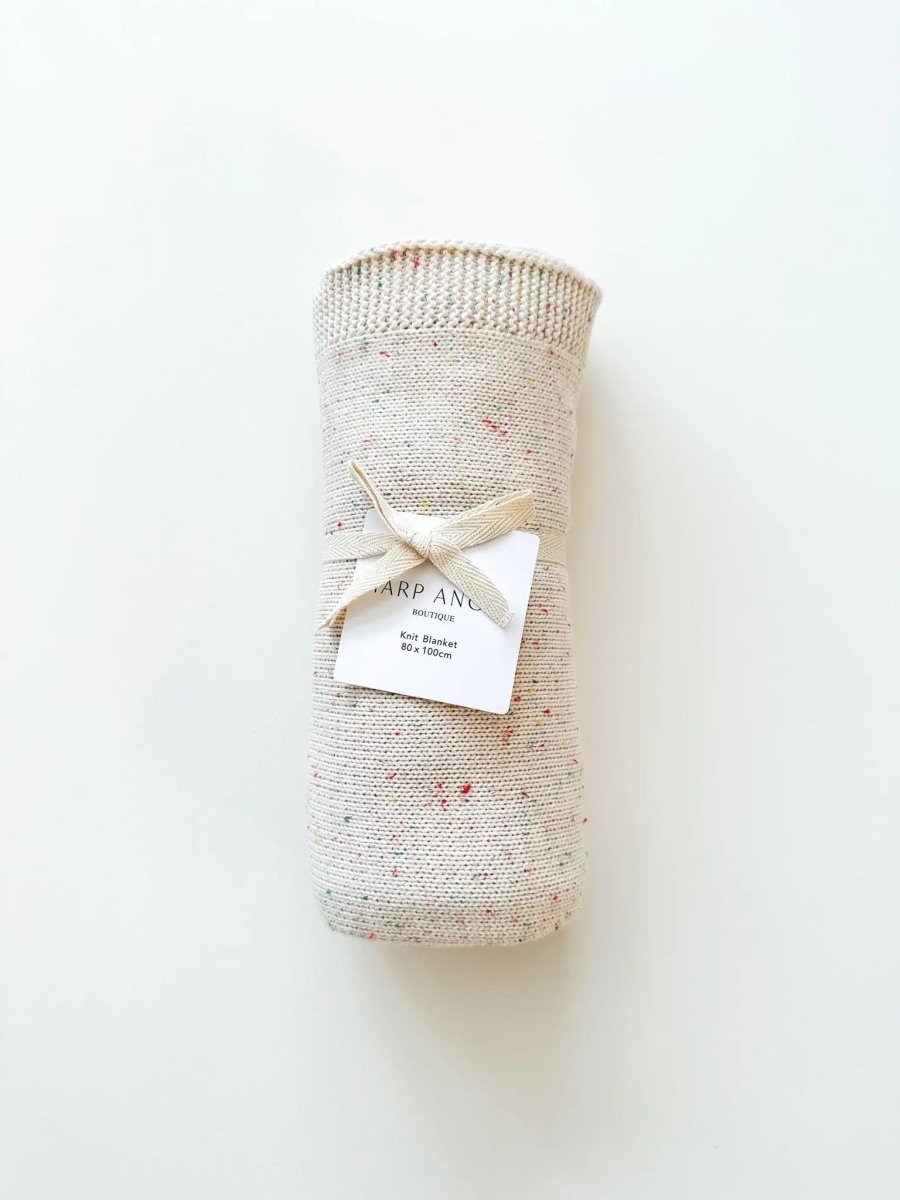 Harp Angel Boutique Premium Cotton Knitted Baby Blanket with Rainbow Sprinkle Design - 