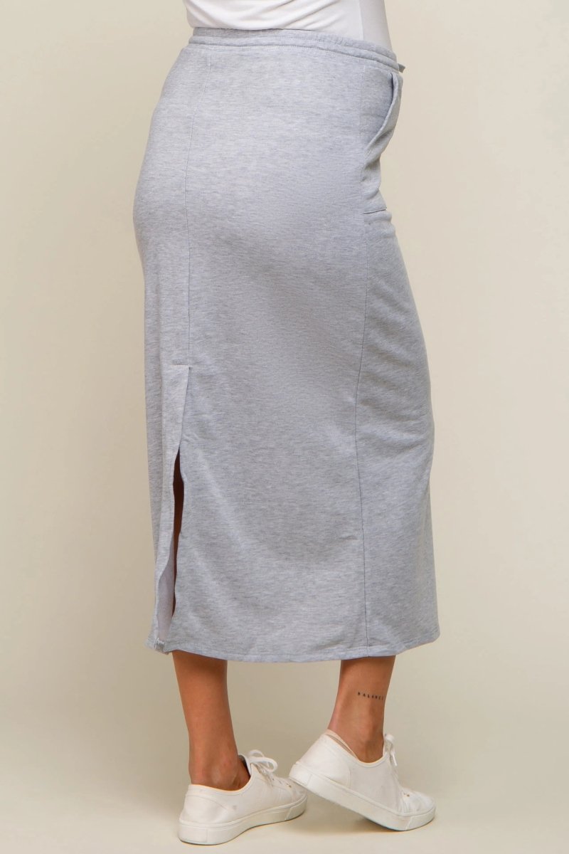 PinkBlush Premium Fleece Maternity Maxi Skirt with Drawstring for Expecting Mothers - 