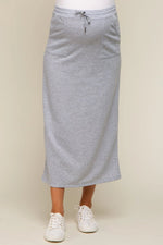 PinkBlush Premium Fleece Maternity Maxi Skirt with Drawstring for Expecting Mothers - 