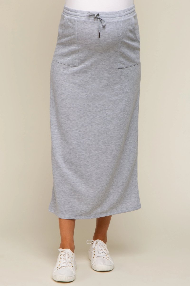 PinkBlush Premium Fleece Maternity Maxi Skirt with Drawstring for Expecting Mothers - 