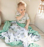 Honey Lemonade Premium Minky Baby Blanket with Eucalyptus Greenery Design for Infants - 