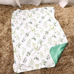 Honey Lemonade Premium Minky Baby Blanket with Eucalyptus Greenery Design for Infants - 