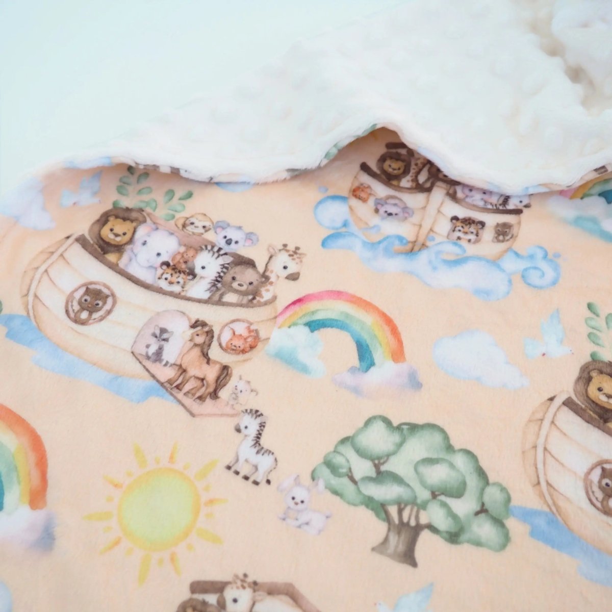Honey Lemonade Premium Minky Baby Blanket with Unique Noah's Ark Print for Infants - 