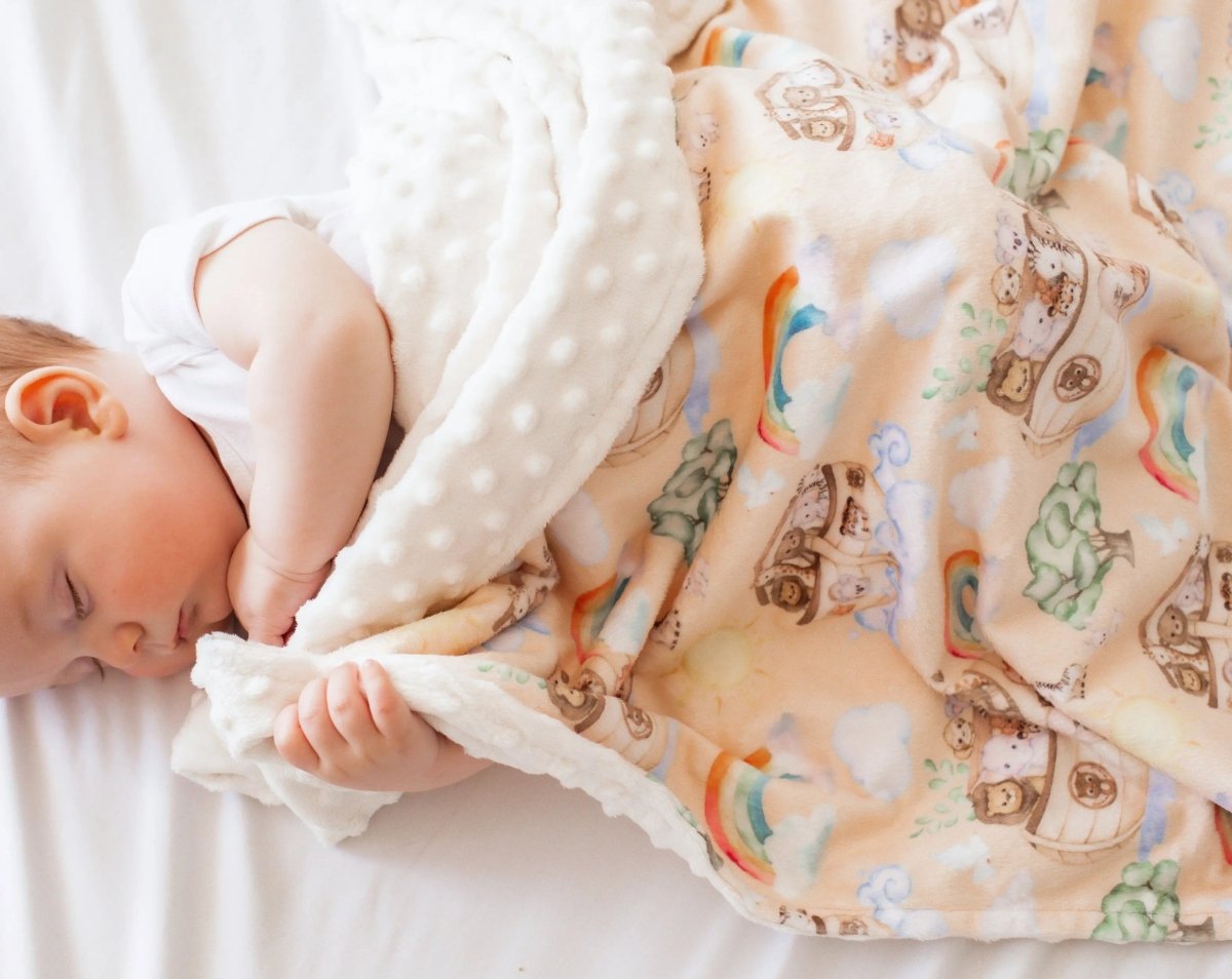 Honey Lemonade Premium Minky Baby Blanket with Unique Noah's Ark Print for Infants - 