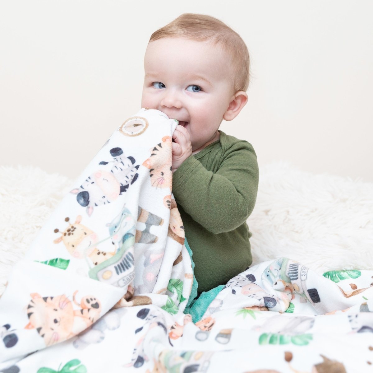 Honey Lemonade Premium Minky Blanket with Safari Design for Babies and Toddlers - 