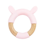 Goosewaddle® | Newborn Baby Blankets Toys Teethers Bibs & More Premium Pink Bunny Teether Wooden and Silicone Safe