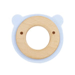 Goosewaddle® | Newborn Baby Blankets Toys Teethers Bibs & More Premium Wooden and Silicone Teether with Blue Bear Design for Babies - 