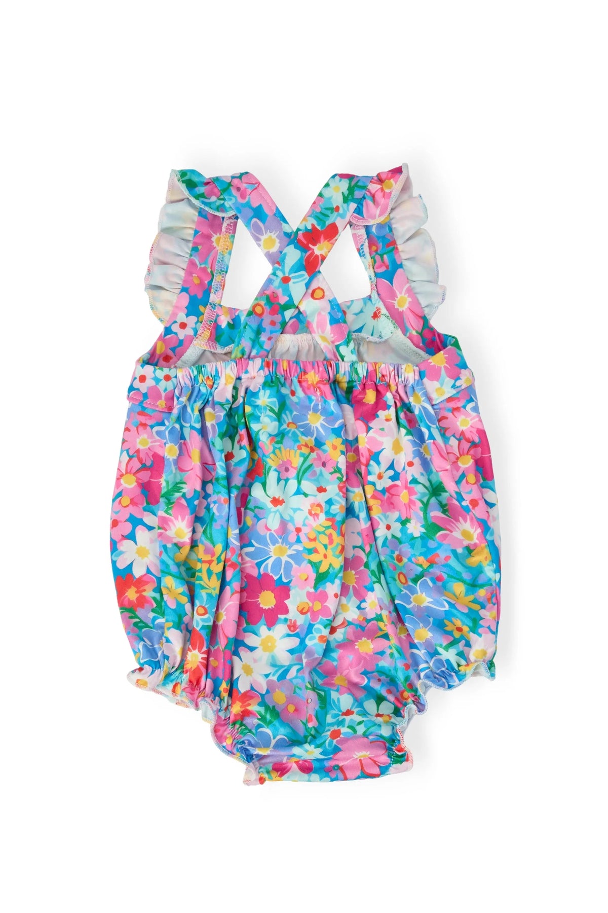 Mila & Rose ® Preppy Floral Ruffle Cross Back Romper - 