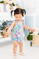 Mila & Rose ® Preppy Floral Ruffle Cross Back Romper - 