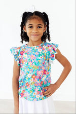 Mila & Rose ® Preppy Floral S/S Ruffle Tee - 