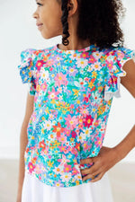 Mila & Rose ® Preppy Floral S/S Ruffle Tee - 