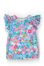 Mila & Rose ® Preppy Floral S/S Ruffle Tee - 