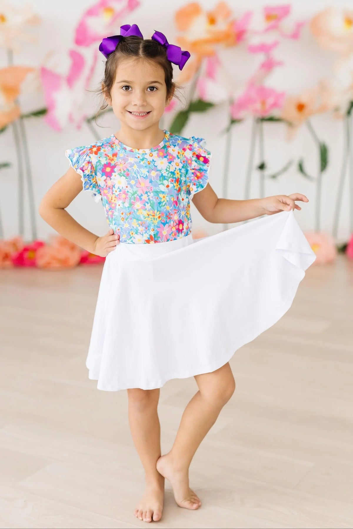 Mila & Rose ® Preppy Floral S/S Ruffle Tee - 